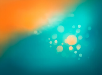 Wall Mural - soft abstract background featuring a blend of teal and orange hues. blurred bokeh lights add a gentl