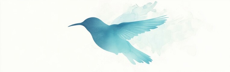 Leinwandbilder - Soft abstract silhouette of a bird in pencil showcasing its delicate form and graceful wings against a serene backdrop