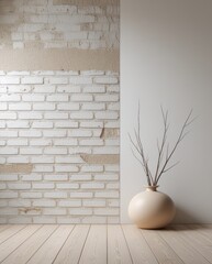 Wall Mural - An empty space in living room with wooden floor