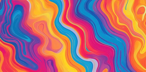 Wall Mural - colorful abstract artwork featuring fluid waves and vibrant hues