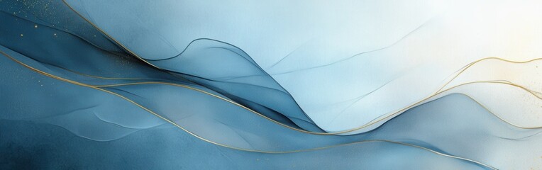 Aufkleber - Elegant gradient design with pencil strokes in muted blue tones creates a soothing and artistic mood for any space