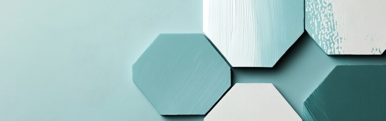 Leinwandbilder - Elegant minimalist composition featuring hexagonal shapes and soft color palette in a calm and serene setting