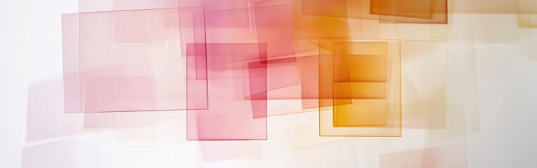 Poster - Fragmented grids create a harmonious interplay of muted amber and pink tones in a subtle abstract composition