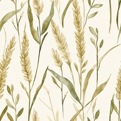 Poster - Serene watercolor doodle of elegant botanical elements showcasing nature's beauty in soft hues