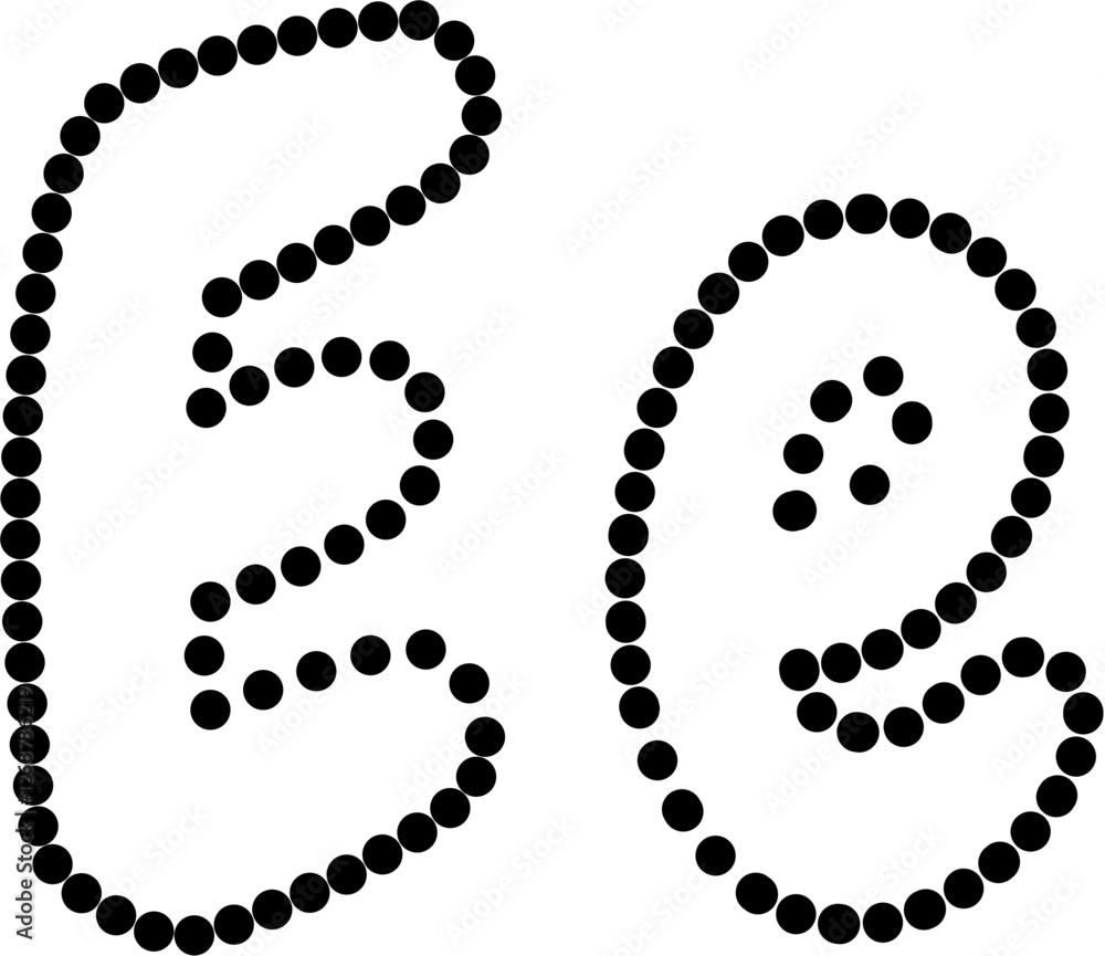 Vector of uppercase and lowercase letter E in dashed line style. Ideal ...