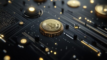 Aufkleber - Dynamic display of cryptocurrency symbols on a digital interface showcasing financial technology evolution and investment opportunities