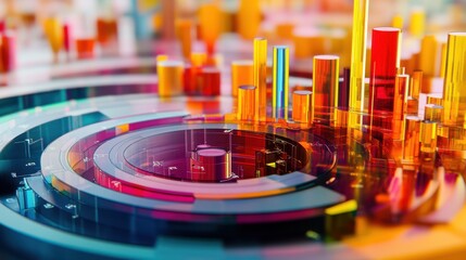 Aufkleber - Visualization of investment trends represented with colorful data structures in an abstract format