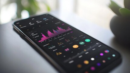 Leinwandbilder - Modern investment tools displayed on a smartphone with interactive financial data and colorful charts for real-time analysis