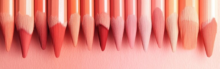 Poster - Soft pencil strokes create a beautiful gradient blending various shades of peach and pink hues across a smooth surface