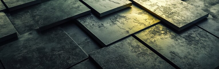 Poster - Rugged metallic surface with gradient texture and depth creating a visually striking industrial aesthetic