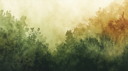 Leinwandbilder - Nature-inspired watercolor background featuring soft green and warm brown hues with a serene atmosphere