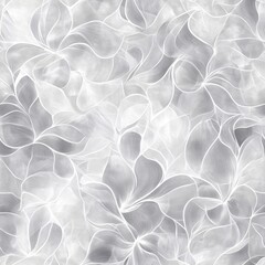Poster - Soft watercolor doodle drawing of gentle leaves in gray tones creating a calm and soothing atmosphere