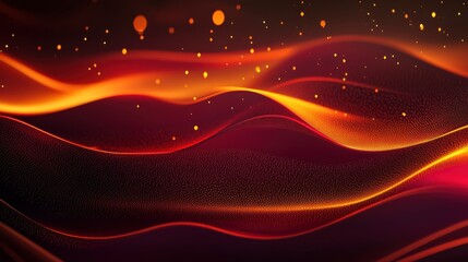 Aufkleber - Dynamic gradient background with waves and shimmering particles in a vibrant deep color palette