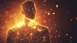 © vadosloginov - Man radiates a glowing aura of interconnected energy and light during a conceptual exploration of human potential and creativity