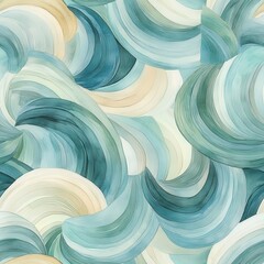 Fototapete - Calming watercolor doodle drawing featuring soothing curved patterns in cool tones