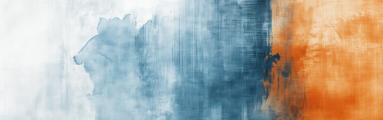 Poster - Soft pencil strokes create a serene blend of blue and orange tones on a textured canvas in an artistic setting