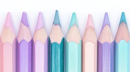 Poster - Colorful soft pencil strokes create a harmonious pattern of pastels in a calming arrangement on a white background