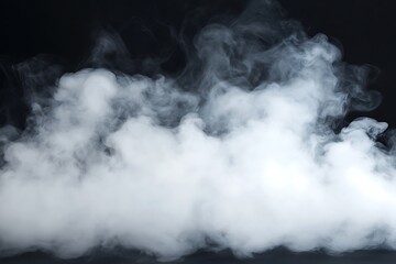 white cloud of smoke isolated on black background. abstract background for design.