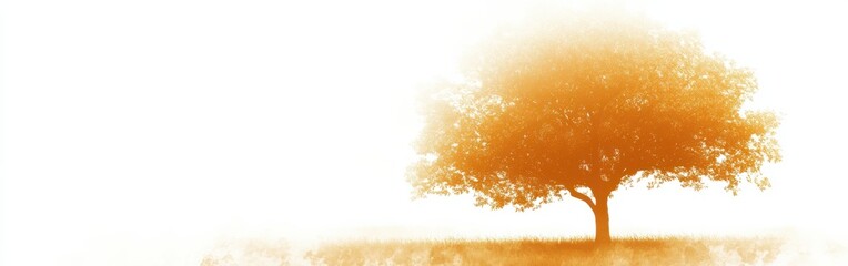 Aufkleber - Abstract silhouette of a tree in vibrant orange gradient during sunset evokes tranquility and peacefulness