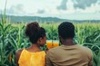 © Murda - Couple toasting drinks in a cornfield.