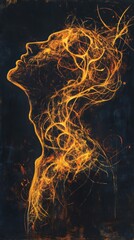 Poster - Mystical profile of a man symbolizing energy and transformation against a dark background