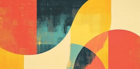 Wall Mural - abstract composition featuring intersecting shapes and a textured background