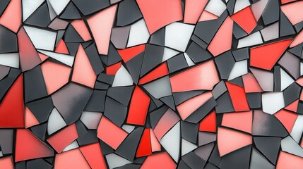 Poster - Elegant fragmented coral and gray grids create striking visual contrast and interesting textures in an abstract composition
