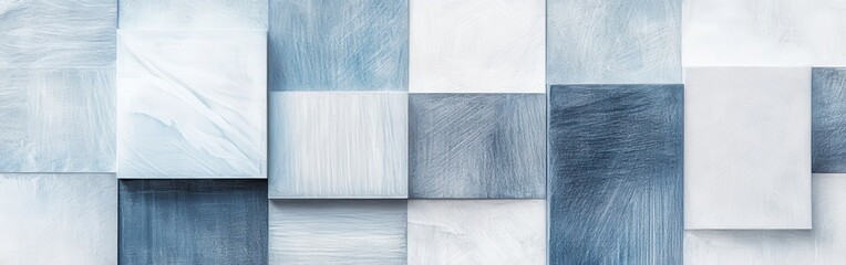 Fototapete - Abstract pencil strokes create dynamic grid fragments in various shades of blue and white for artistic exploration