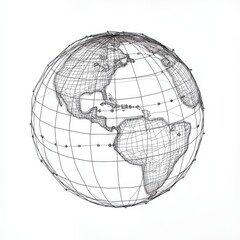 Leinwandbilder - Wireframe globe illustrating global economic trends and markers for landmark regions around the world