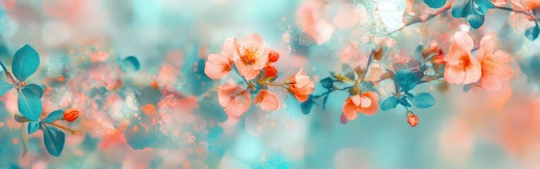 Aufkleber - Vibrant bokeh design featuring tropical shades with soft florals and lush greenery