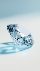 Poster - Sleek and minimalistic diamond resting on a light surface highlighting its brilliance and clarity