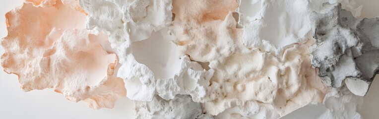 Aufkleber - Soft pastel peach and gray forms create a harmonious tableau in an artistic display on a textured surface