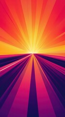 Wall Mural - Vibrant sun rays emanate across the horizon in dynamic perspective