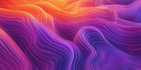 Wall Mural - Abstract waves flow with a gradient of orange to purple