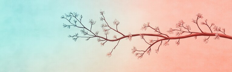 Poster - Elegant silhouette of a tree branch gently reaching across a tranquil pastel sky at dusk
