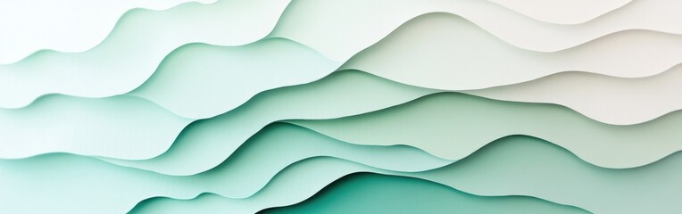 Fototapete - Elegant gradient design with smooth waves transitioning through shades of green and white