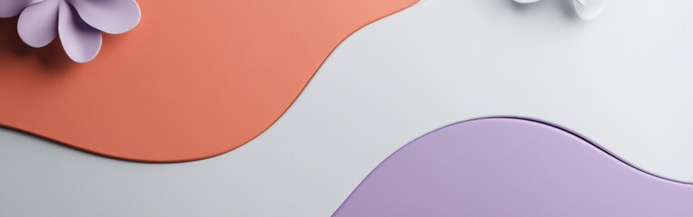Aufkleber - Curved lavender and coral shapes create a modern and elegant design for artistic arrangements and decor