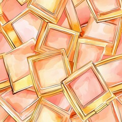 Poster - Intricate doodle cartoon drawings of colorful square frames scattered across a textured background with warm tones and soft gradients