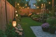 © Edwards - Serene Evening in a Beautifully Lit Backyard Garden