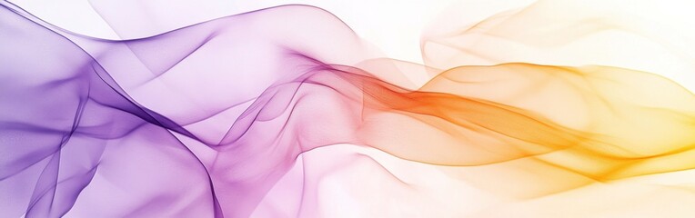 Leinwandbilder - Abstract pencil strokes creating a gradient from purple to orange with flowing curves and soft transitions in a serene setting