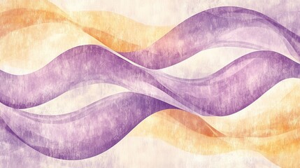 Gentle abstract pencil strokes create fluid waves of purple and orange in a soft textured design