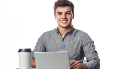 young entrepreneur in a coffee shop with a laptop 