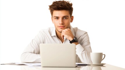 young entrepreneur in a coffee shop with a laptop 