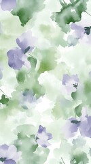 Poster - Delicate watercolor background with shades of green and purple creating a serene and harmonious atmosphere