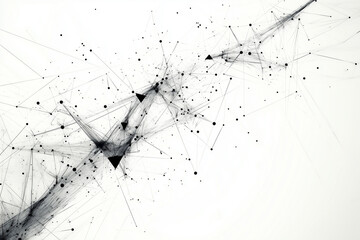 Wall Mural - black and white image of a line with dots and triangles. the line is curved and has a lot of dots an