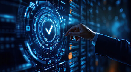 Digital Verification Process Advanced Technology Futuristic Interface Cybersecurity System