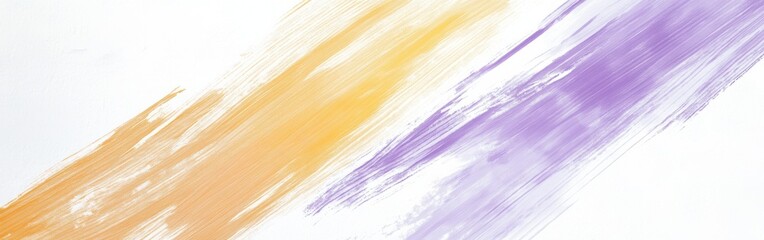 Aufkleber - Soft white background with vibrant yellow and purple brush strokes creating a modern artistic effect