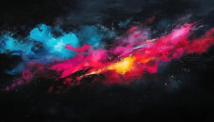 abstract neon splashes against a dark canvas