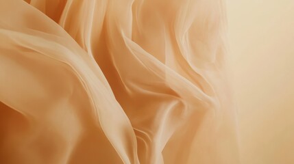 Aufkleber - Soft pastel amber fabric sways gently in warm light, creating a serene atmosphere of tranquility and elegance