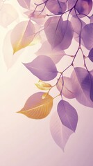 Poster - Soft mauve leaves with golden tips gracefully resting against a light background